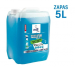 MILL CLEAN CLEANS 5 litrai. Skystas valiklis langams, veidrodžiams, plytelėms ir stalvir&scaron;iams. &Scaron;alina dulkių ir riebalų dėmes nepaliekant dryžių