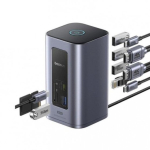 Baseus Air Spacemate 12-in-1 USB-C dokavimo stotelė 2xHDMI 4K@60Hz | 2xUSB-C 10Gb/s | 2xUSB-A 5Gb/s | 2xUSB-A 480Mb/s | RJ45 | SD/microSD | USB-C P...