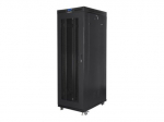 Lanberg Rack spinta 19" laisvai stovinti 27U/800x1000 (plok&scaron;čias paketas) su stiklo durimis, LCD FF01-8027-23BL Juoda