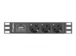 Langberg PDU-03F-0200-IEC-BK elektros paskirstymo įrenginys, 3 lizdai, 10A, juodas, 2 m