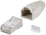 Goobay 68746 RJ45 jungtis, CAT 5e STP apsaugota su stiebėjimo apsauga, pilka, skirta apvaliam laikikliui su vieno kabelio 6,4 mm vienoje pakuotėje...