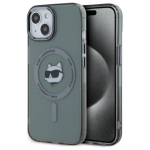 Karl Lagerfeld KLHMP15SHLSCHK kietas dėklas IML Metal Choupette Head MagSafe for iPhone 15 6.1" / juodas