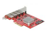 DeLock PCI Express x4 korta į 4 x i&scaron;orinį SuperSpeed USB 10 Gbps (USB 3.2 Gen 2) USB Type-A moteri&scaron;ką USB adapterį PCI Express 3.0 x4 10Gbps