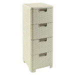 CURVER Rattan 209907 saugykla su 4 x 14 L stalčiais, kreminė