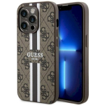 Guess GUHMP14LP4RPSW Kietas dėklas 4G Spausdintos juostelės MagSafe iPhone 14 Pro 6.1" / rudas
