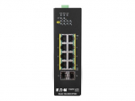 Eaton Tripp Lite serijos 8 portų Lite valdomas pramoninis Gigabit Ethernet perjungiklis - 10/100/1000 Mbps, PoE+ 30W, 2 GbE SFP lizdai, -10&deg; iki 60...