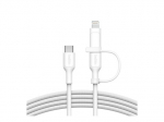 Belkin BoostCharge Pro 2-in-1 USB Type-C kabelis 1.5m baltas