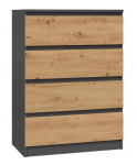 Topeshop M4 ANTRACYT/ARTISAN stalčių spinta