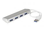 StarTech.com 4 prievadų ne&scaron;iojamas USB 3.0 hubas su integruotu kabeliu &ndash; aliumininis ir kompakti&scaron;kas USB hubas (ST43004UA) sidabrinė balta