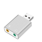 RoGer USB garso kortelė su mikrofono įėjimu / Virtualus 7.1 / sidabrinė
