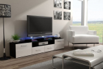 Cama TV spintelė EVORA 200 juoda/balta blizgi