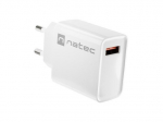 NATEC tinklo įkrovikis RIBERA USB-A 18W baltas
