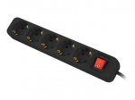 Langberg PS1-05F-0300-BK 5-pinių lizdų dėžutė 10A Juoda 3m