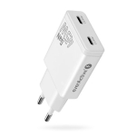 GaN kroviklis su 2x USB-C Quick Charge 3.0 45W PD, balta