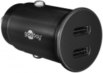 Dual-USB-C PD greitas įkroviklis (Power Delivery), Juodas - 30W (12/24V) USB-C įrenginiams