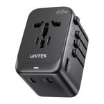 Elektrinis įkrovikis - Unitek 65W universalus kelionių adapteris (P1122ABK01) 1xUSB-A 3xUSB-C 1xAC