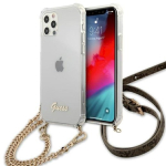Guess GUHCP12MKC4GSGO Kietas dėklas 4G Gold Chain iPhone 12/12 Pro 6,1" / skaidrus