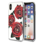 Guess GUHCPXROSTR kietas dėklas Flower Desire iPhone X / rožinė rožė
