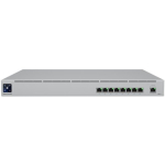 Ubiquiti USW-Mission-Critical switch with integrated 368Wh Lithium-ion battery, capable of providing uninterruptible power for 8 devices.