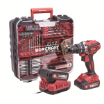 Akumuliatorinis suktuvas-gręžtuvas Worcraft su kalimu 20V LI-ION ir priedais 78 vnt., 2x2.0Ah