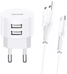 USAMS XTXLOGT18TC05 tinklo įkroviklis | 10W | Fast Charging | USB-A, USB-C | baltas
