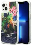 Guess GUHCP14MLFLSB dėklas hardcase Flower Liquid Glitter skirtas iPhone 14 Plus 6,7" mėlynas|blue
