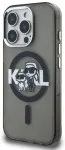 Karl Lagerfeld IML Glitter Karl and Choupette Sketch MagSafe Case Aizsargapvalks priek&scaron; iPhone 15 Pro / melns