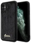Guess GUHCN61PSFDGSK Sequin Script Metal Aizsargapvalks priek&scaron; iPhone 11 / Xr 6.1" / melns