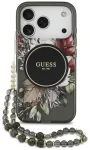 Case Guess IML Flowers Pearl Strap MagSafe for iPhone 18 Pro / 17 Pro black