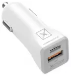 Maxximus MX Kappa automobilinis įkroviklis | 18W | PD, QC | USB-A, USB-C, Lightning | su USB-C į Lightning laidu komplekte | baltas