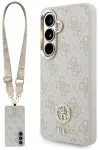 Guess 4G Big Rhinestone Triangle Strap MagSafe Aizsargapvalks priek&scaron; Samsung Galaxy S26 / rozā
