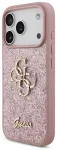 Guess PU Fixed Glitter 4G Metal Logo Case Aizsargapvalks priek&scaron; iPhone 18 Pro / rozā