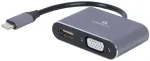 Gembird A-USB3C-HDMIVGA-01 USB Type-C uz HDMI + VGA displeja adapteris / pelēks