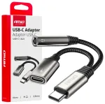 USB-C TO TYPE USB-C + Mini Jack 3.5mm Female Adapter 10cm AMIO-04295