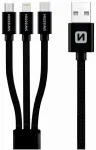 Swissten Textile Universal 3in1 USB-C / Lightning Data MFI / MircoUSB kabelis 1.2m