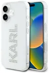 Karl Lagerfeld IML Rhinestones Logo Case Aizsargapvalks priek&scaron; iPhone 16 / caurspīdīgs