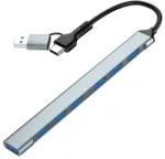 Gembird UHB-ACM-U3P1U2P6-01 7-portu USB centrmezgls USB-A + USB-C 1x USB 3.2 + 6x USB 2.0 / sudraba