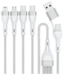 4smarts 4w1 4-in-1 duomenų perdavimo ir įkrovimo laidas | USB-C į USB-A | 1.2m | baltas