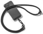 Neck and shoulder phone lanyard 120 cm with metal buckle - black