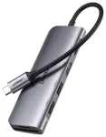 Ugreen CM195 6-in-1 adapteris USB-C į 2x USB 3.0 | HDMI | USB-C | SD | microSD (TF) | 100W | pilkas