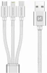 Swissten Textile Universal 3in1 USB-C / Lightning Data MFI / MircoUSB kabelis 1.2m