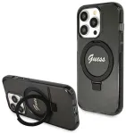 Guess GUHMP14XHRSGSK Hardcase Ring Stand Script Glitter MagSafe Aizsargapvalks priek&scaron; iPhone 14 Pro Max 6.7" / melns
