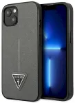 Guess GUHCP13SPSATLG Saffiano Triangle Logo Aizsargapvalks priek&scaron; iPhone 13 mini 5,4" / sudraba