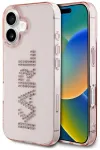 Karl Lagerfeld IML Rhinestones Logo Case Aizsargapvalks priek&scaron; iPhone 16 / rozā