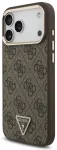 Guess PU Leather 4G Strass Triangle Logo Gold Frame MagSafe Case Aizsargapvalks priek&scaron; iPhone 18 Pro Max / brūns