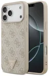 Guess Leather 4G Triangle Strass MagSafe Case Aizsargapvalks priek&scaron; iPhone 18 Pro Max / 17 Pro Max / rozā