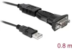 DeLOCK USB 2.0 Adapter, USB-A Stecker > Seriell RS-232 Stecker (Black, inkl. 80cm Verl&auml;ngerungskabel)