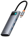 Baseus Metal Gleam 7-in-1 &scaron;akotuvas USB-C į HDMI | 3x USB 3.0 | USB-C | SD | microSD | 100W | pilkas