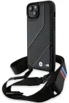 BMW BMHCP15M23PSCCK iPhone 15 Plus | 14 Plus 6.7" juodas/black kietasis dėklas M Edition Carbon Stripe & Strap