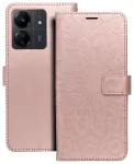 MEZZO knygos tipo dėklas, skirtas XIAOMI Redmi 13C / POCO C65, mandalos rožinio aukso